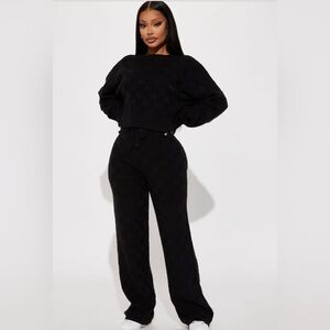 Fashion Nova Let’s Be Real Sweater Pants Set - Black